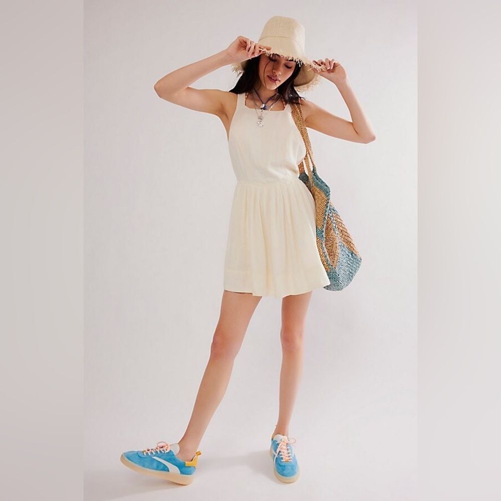 Free People Melted Hearts Linen Blend Mini Dress Size Large